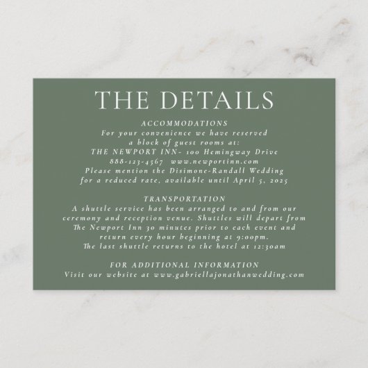 シックな深いス結婚セージの詳細エンクロージャカード エンクロージャーカード (正面)