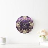 シックな渦巻きハートダイヤモンドバイオレット50結婚th ラウンド壁時計 (ホーム)