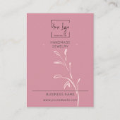 シックな濃いピンクのリーフQRジュエリーディスプレイカード コーリングカード (正面)