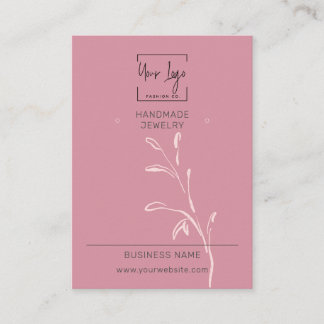 シックな濃いピンクのリーフQRジュエリーディスプレイカード コーリングカード