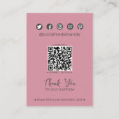シックな濃いピンクのリーフQRジュエリーディスプレイカード コーリングカード (裏面)