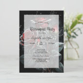 シックな濃い赤いバラのドロップフレームリタイア 招待状 (スタンド正面)