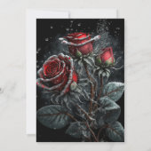 シックな濃い赤いバラのドロップフレームリタイア 招待状 (裏面)