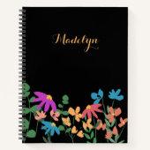 シックな濃カラフルい花のパーソナライズされた模様 ノートブック (正面)