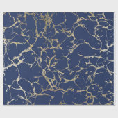シックな濃紺のフェイクな金ゴールドホイルの大理石パターン ラッピングペーパー (フラット)