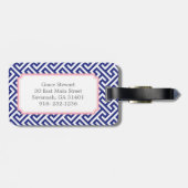 シックな濃紺の抽象芸術幾何学的なパターンモノグラム ラゲッジタグ (裏面横)