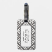 シックな灰色のギリシャ人の鍵幾何学的なパターンモノグラム ラゲッジタグ (裏面縦)