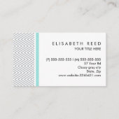 シックな灰色のシェブロンの水の青い専門のプロフィール 名刺 (裏面)