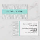 シックな灰色のシェブロンの水の青い専門のプロフィール 名刺 (正面/裏面)