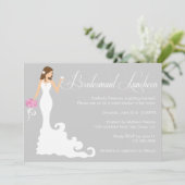 シックな灰色の新婦付添人の昼食会 招待状 (スタンド正面)