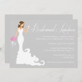 シックな灰色の新婦付添人の昼食会 招待状 (正面/裏面)