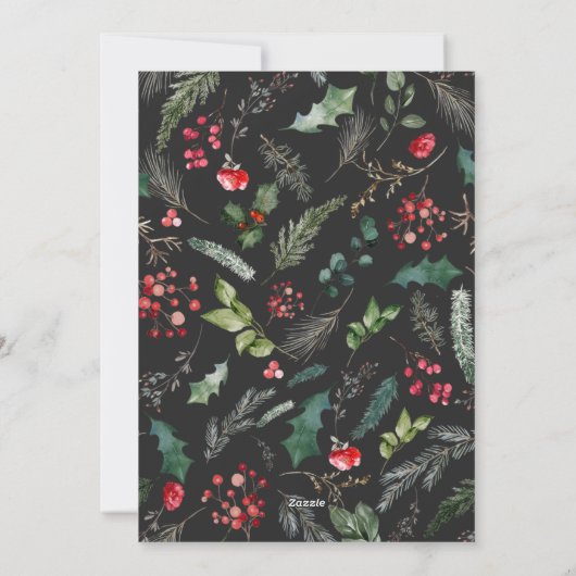 シックな灰色の植物性アーチ1フォトメリークリスマス シーズンカード (裏面)