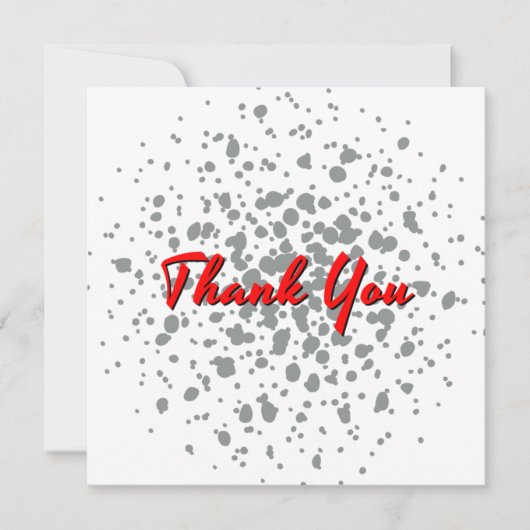 シックな灰色の爆発の水の色のドットレッド文字 サンキューカード (正面)