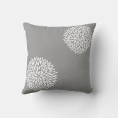 シックな灰色の白い花 クッション (裏面)