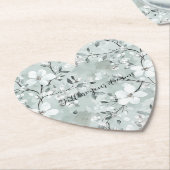 シックな灰色の白い花 ペーパーコースター (アングル)