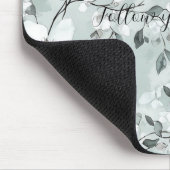 シックな灰色の白い花 マウスパッド (コーナー)