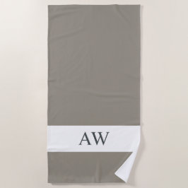 シックな灰色の白モノグラムの ビーチタオル