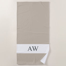 シックな灰色の白モノグラムの ビーチタオル