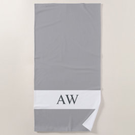 シックな灰色の白モノグラムの ビーチタオル