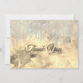 シックな灰色の金ゴールドライン石の滴 サンキューカード (正面)