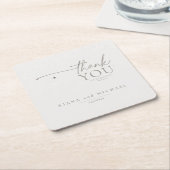 シックな無結婚力の感謝リネンID1020 スクエアペーパーコースター (アングル)