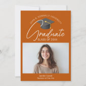シックな焦げオレンジの卒業写真2025卒業 案内状 (正面)