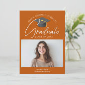 シックな焦げオレンジの卒業写真2025卒業 案内状 (スタンド正面)