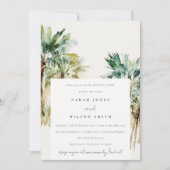シックな熱帯の水の色のヤシの木の後の朝 招待状 (正面)