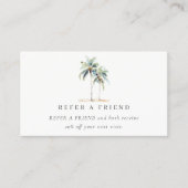 シックな熱帯沿岸のヤシの木が友人を参照 名刺 (正面)