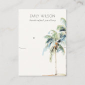 シックな熱帯沿岸パームツリーネックレスイヤリング 名刺 (正面)
