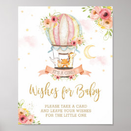 シックな熱気球かわいい動物たちの願いベビー ポスター