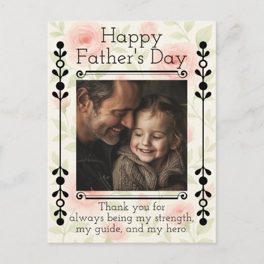 シックな父の日の葉書とカスタム写真 シーズンポストカード (正面)
