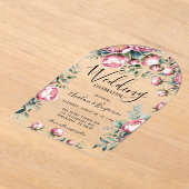 シックな牡丹のブーケ結婚の水色 アクリル招待状 (レイダウン)