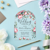 シックな牡丹のブーケ結婚の水色 アクリル招待状 (インサイチュ (ウェディング))