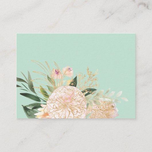 シックな牡丹金ゴールドタイポグラフィウェディングレセプション エンクロージャーカード (裏面)