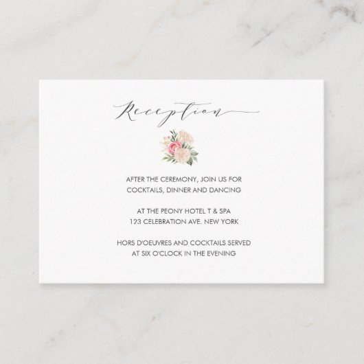 シックな牡丹金ゴールドタイポグラフィウェディングレセプション エンクロージャーカード (正面)