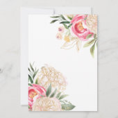 シックな牡丹金ゴールド結婚フラワーズリハーサルディナー 招待状 (裏面)