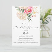 シックな牡丹金ゴールド結婚花のブライダルシャワー 招待状 (スタンド正面)