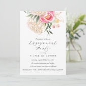 シックな牡丹金ゴールド結婚花の婚約パーティ 招待状 (スタンド正面)