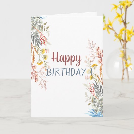 シックな牧草地ドライド カード (黄色い花)