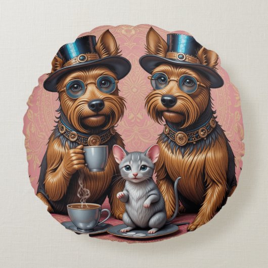 シックな犬コンパニオン ラウンドクッション (正面)