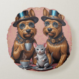 シックな犬仲間コットングレードA ラウンドクッション