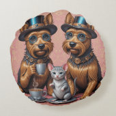 シックな犬仲間コットングレードA ラウンドクッション (裏面)