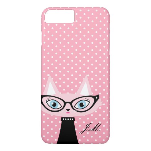 シックな猫および水玉模様のiPhone場合と8 Plus/7 Case-Mate iPhoneケース (裏面)