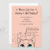 シックな猫をテーマにした誕生祝い 招待状 (正面/裏面)
