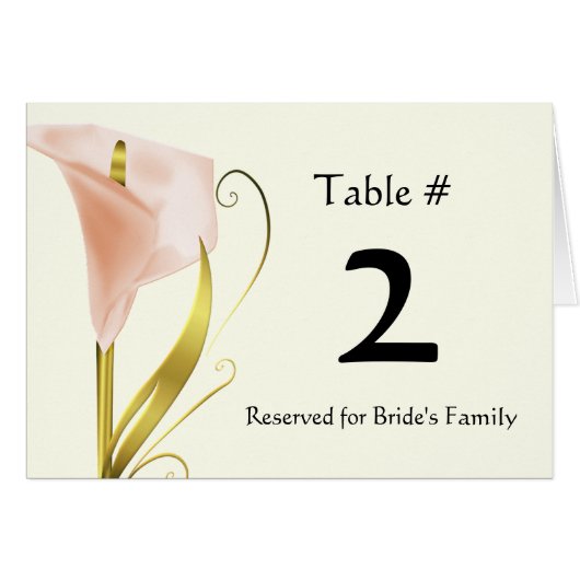 シックな珊瑚のオランダカイウユリのテーブル数 (正面横)