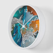 シックな瑪瑙の水色のシルバーターコイズオレンジ 壁時計 (傾斜)