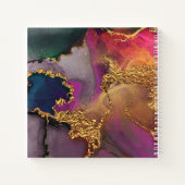 シックな瑪瑙の水色金ゴールド紫と青の正方形 ノートブック (裏面)