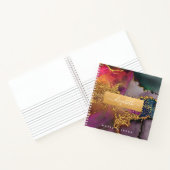 シックな瑪瑙の水色金ゴールド紫と青の正方形 ノートブック (内部)