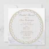 シックな白いバラの花束及び花びらのブライダルシャワー 招待状 (裏面)